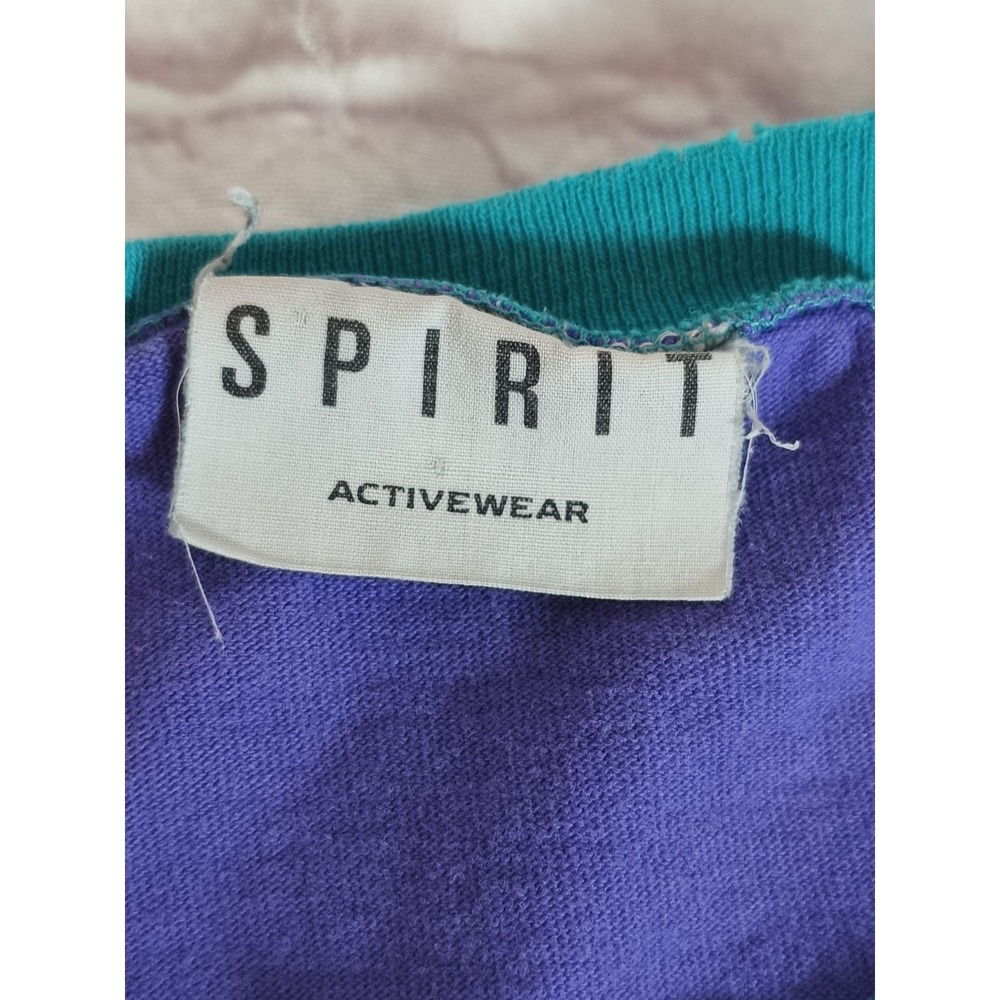Vintage 80s/90s Spirit Activewear Color Block Shirt USA made Sz Lg Thrashed - Picture 4 of 9
